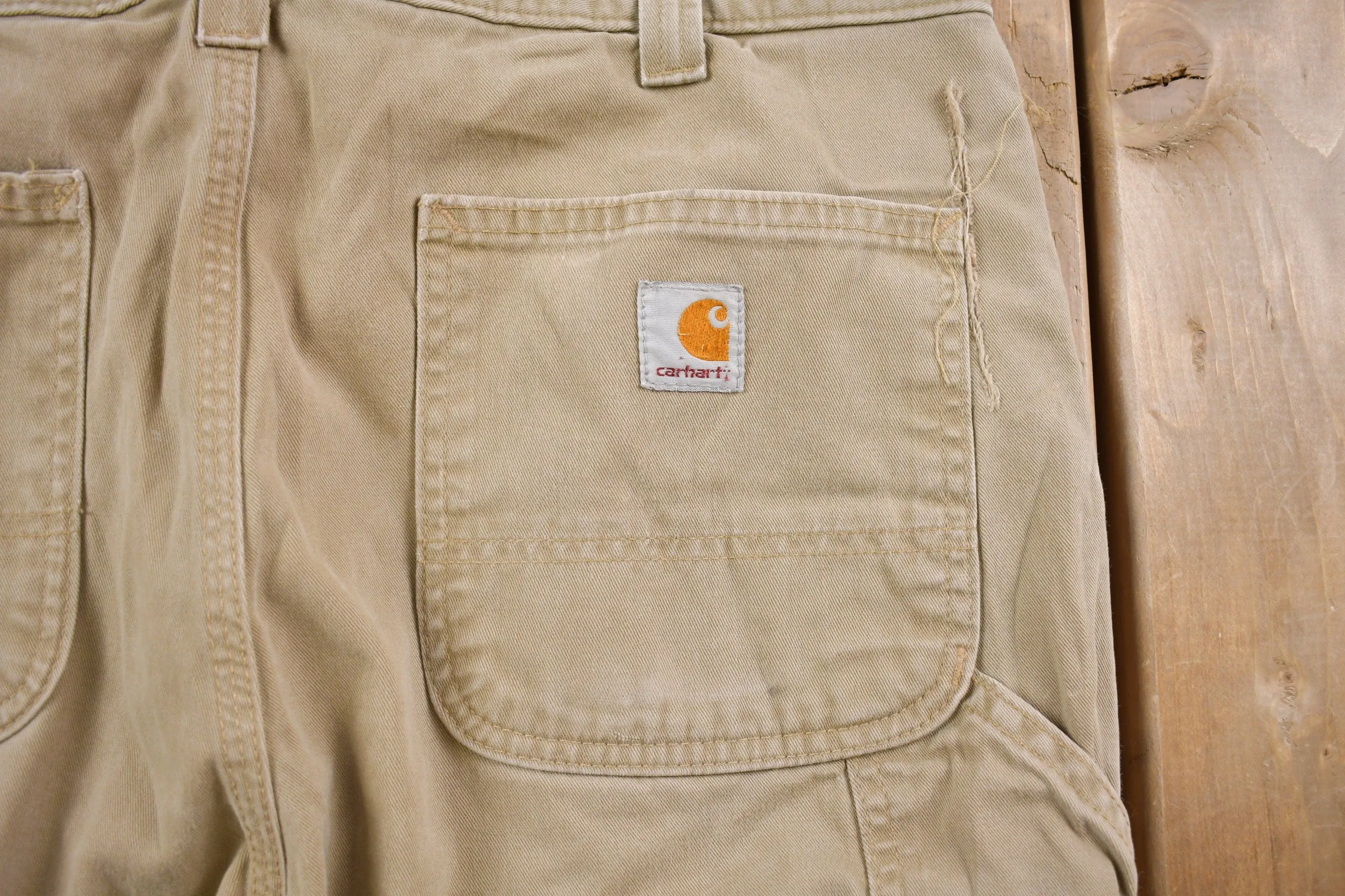 Vintage 1990s Carhartt Khaki Pants 36 x 32 / 90s Carpenter Pants / Hype Vintage / Vintage Khaki Pants / Small Hole / Vintage Workwear