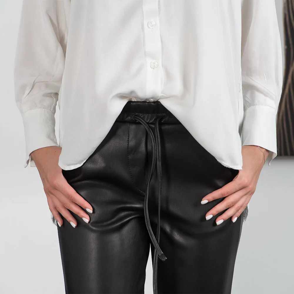 Women's Leather Joggers - Hillary