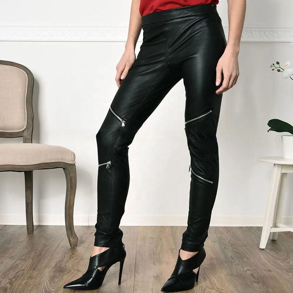 Women's Skinny Leather Pants - Addison