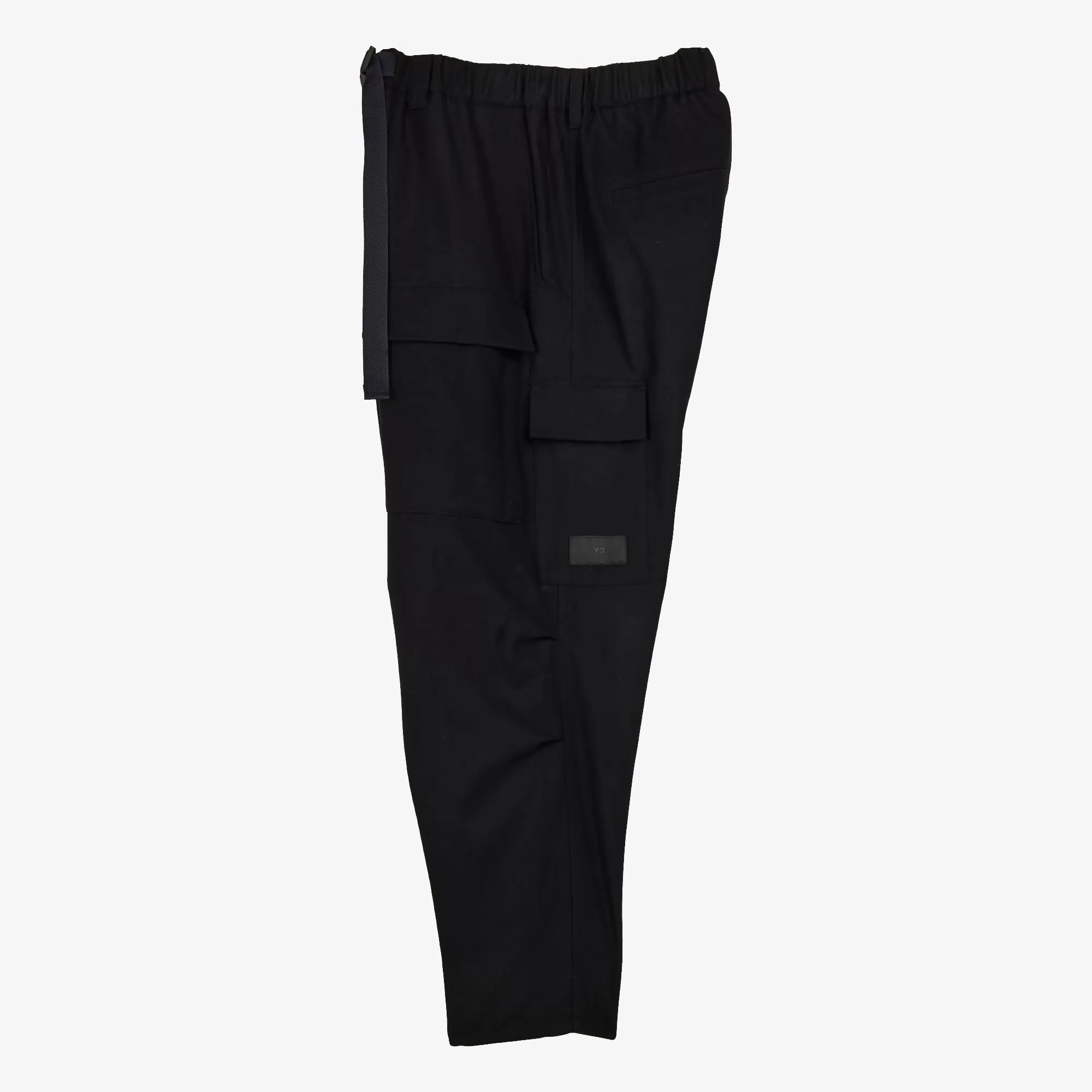 WOOL FLANNEL CARGO PANTS 'BLACK'